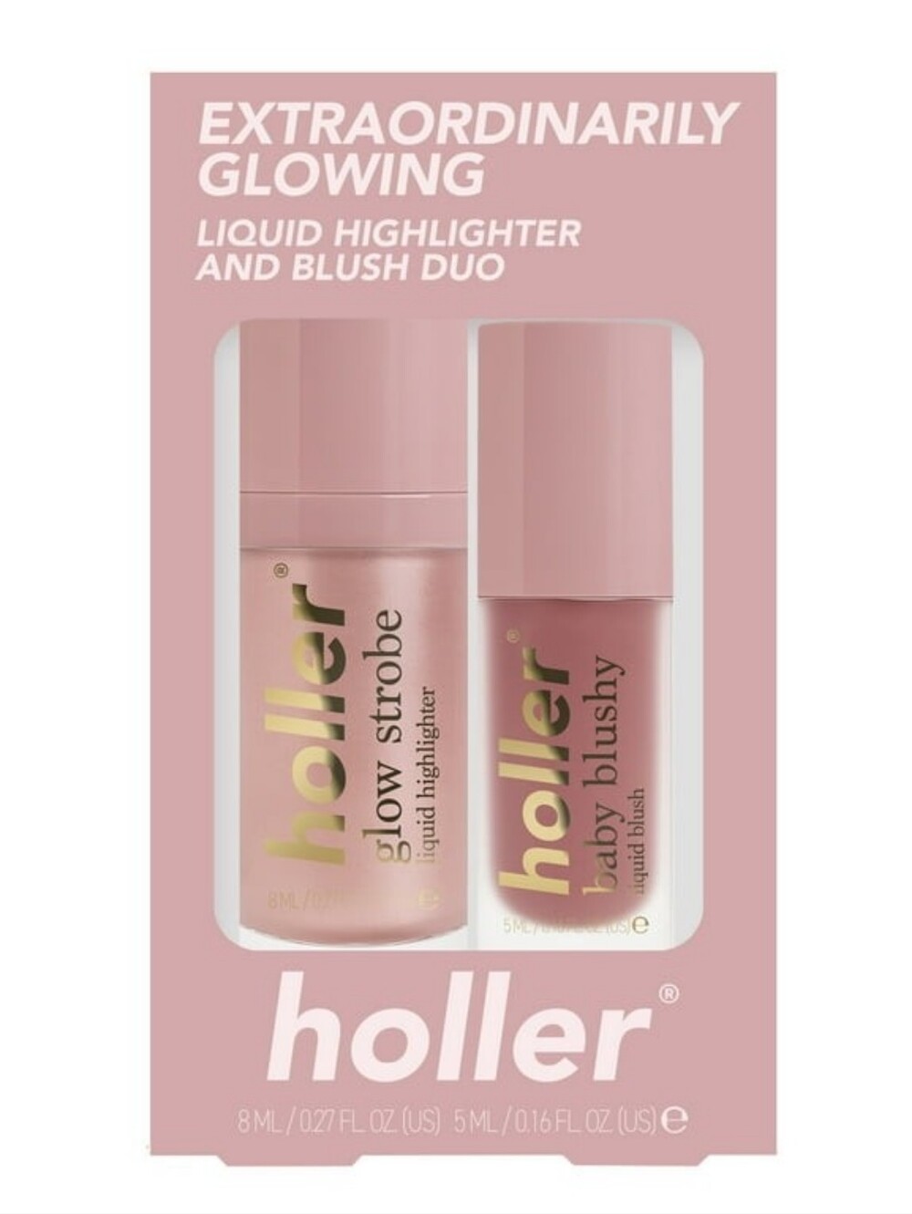Holler Extraordinarily Glowing Liquid Highlighter and Blush Duo - Pink